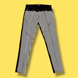 Tripp NYC Black & White Striped Denim Pants Jeans Womens Size Large Punk Grunge